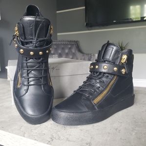 Giuseppe Zanotti Black and Gold Studded High Tops with box. EUR 43 / US 10-10.5
